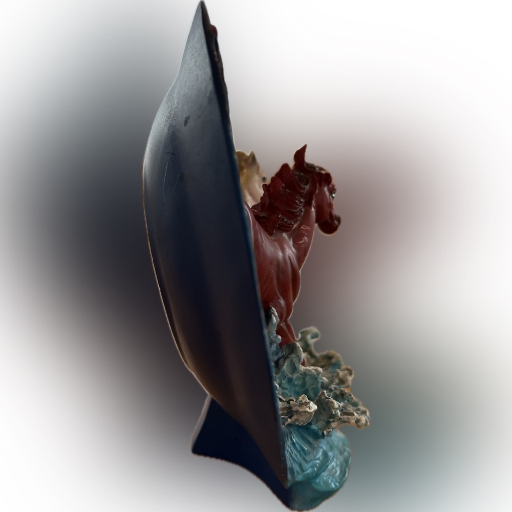 HORSE FIGURINE SCULPTURE vintage statue decor collectible resin plate stand / 3D - Picture 3 of 17